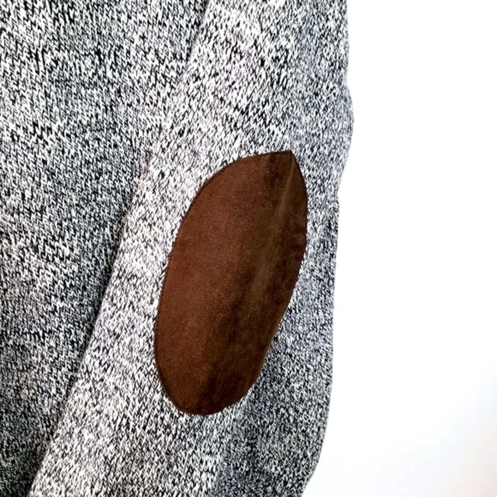 NWT Chaps Twist‎ Knit Mock Neck Sweater Men Two Tone Patch Elbow Preppy  XL